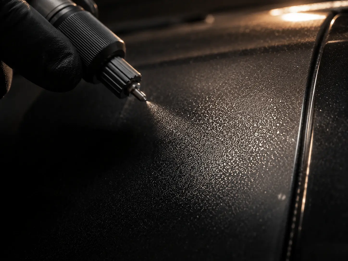 Macro shot of a DataDot microdot applicator marking a vehicle chassis panel